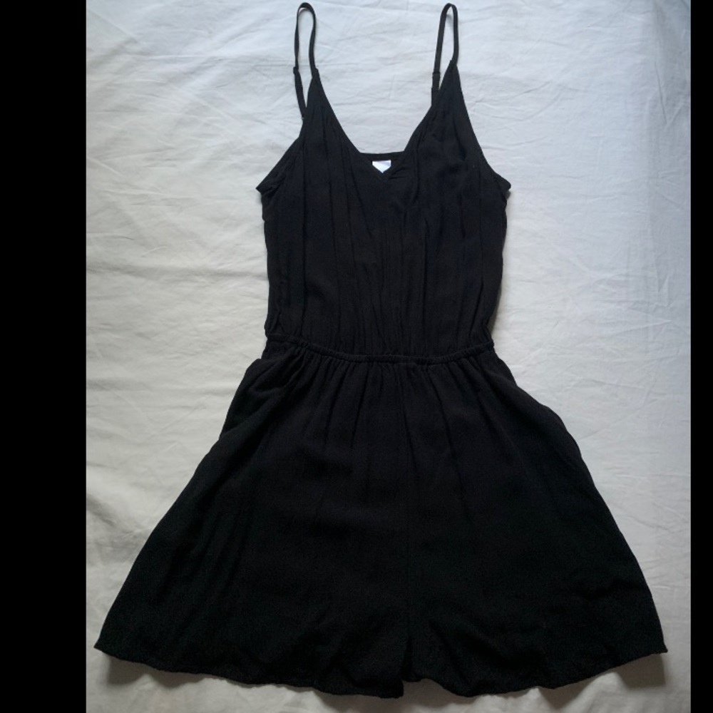 black, sleeveless romper